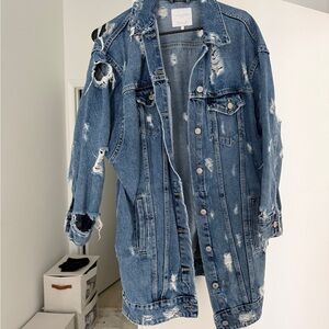 Zara Ripped Blue Jean Jacket